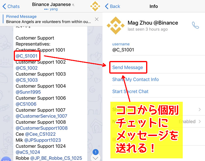 Binance-バイナンス-テレグラム設定-サポート