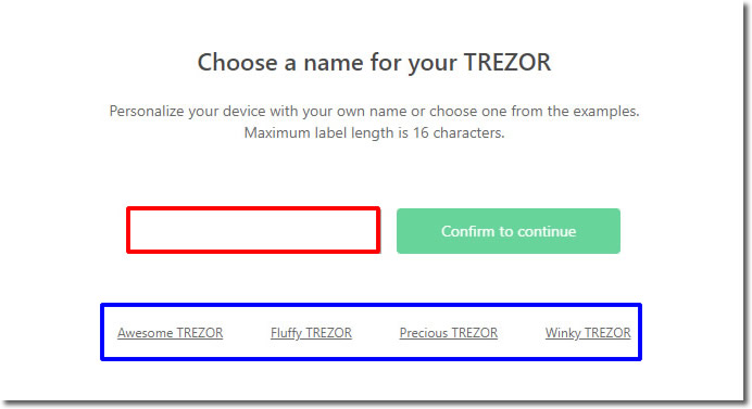 TREZOR Model T-初期設定-名前設定