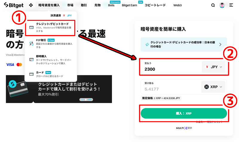 Bitgetクレジットカード登録