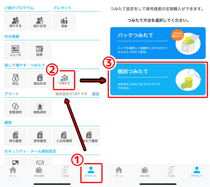 BITPOINTゼロつみたて申込方法