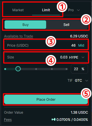 Hyperliquid ハイリキ 通貨購入方法 指値