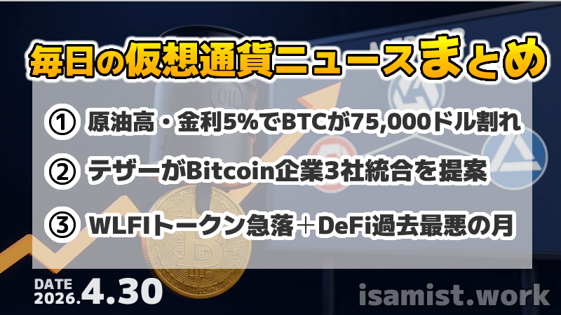 仮想通貨ニュース2026年4月30日