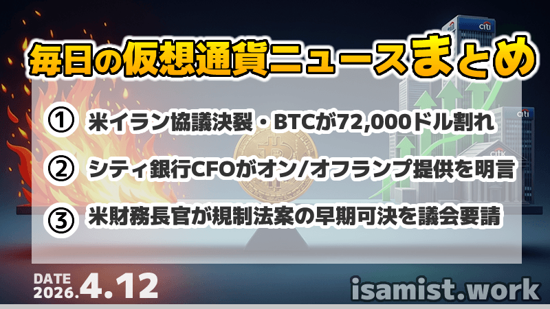 仮想通貨ニュース2026年4月12日