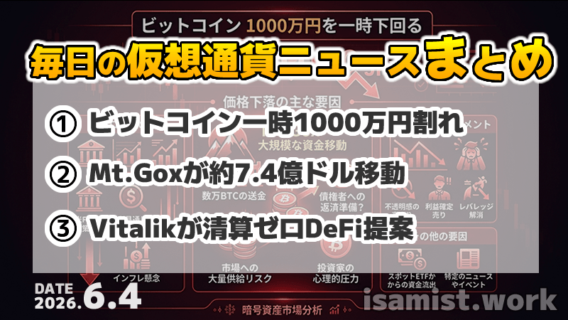 仮想通貨ニュース2026年6月4日