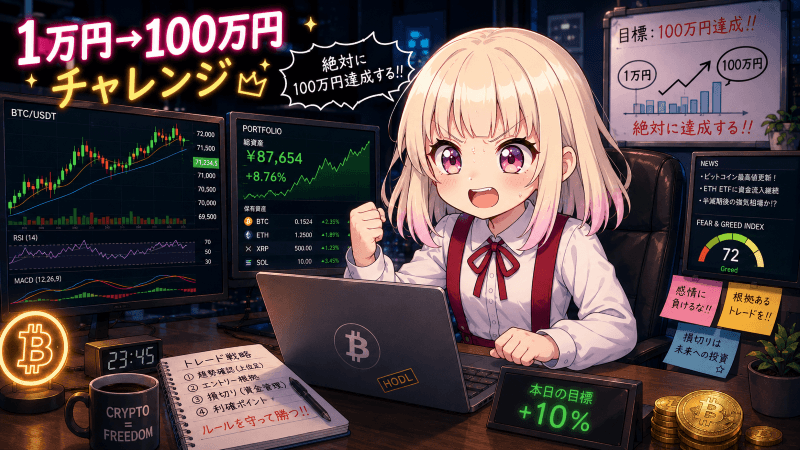 仮想通貨トレード1万円→100万円チャレンジ